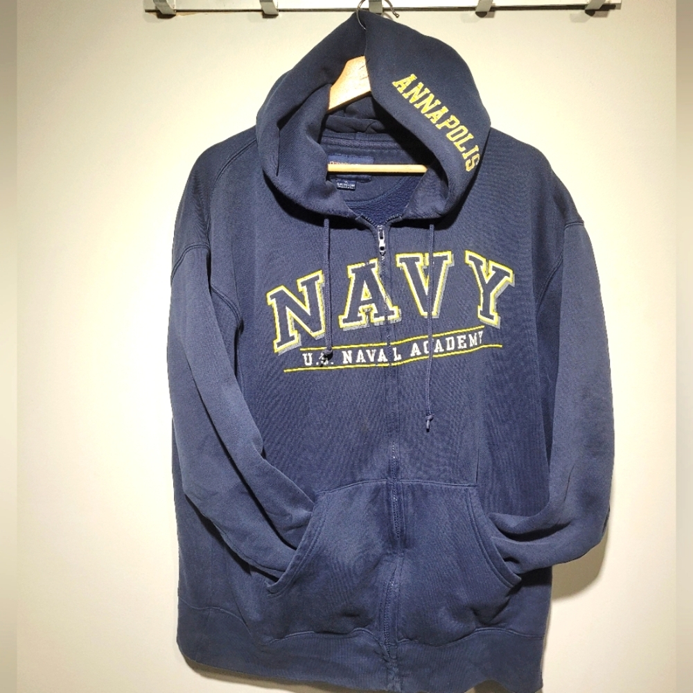 Vintage Navy US Naval Academy JANSPORT Zip Up Hoody XL